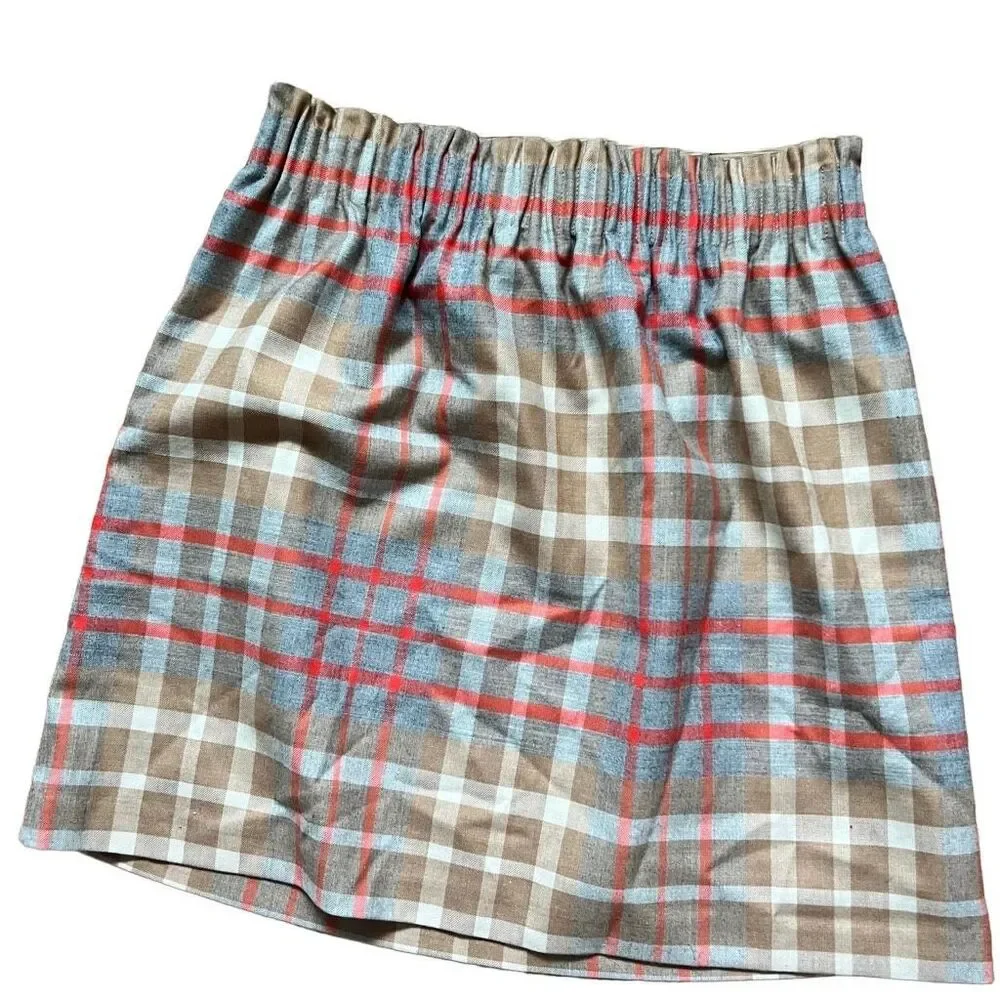 J crew wool blend tartan plaid mini skirt size 4 paper back stretchy